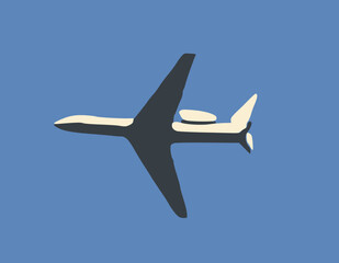 Simple vector image of a two-tone airplane on a blue background