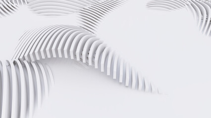 Abstract Curved Shapes. White Circular Background.