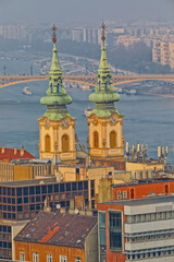 Budapest city center buildings aerial view