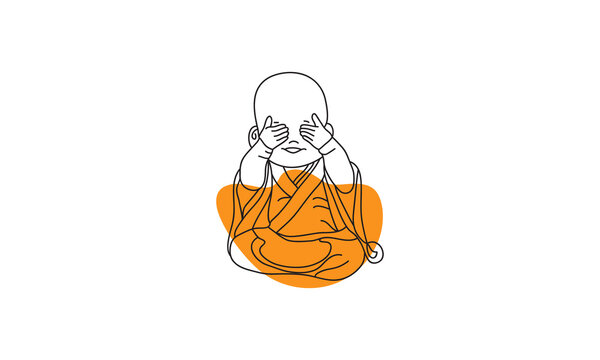 cute little monk logo vector