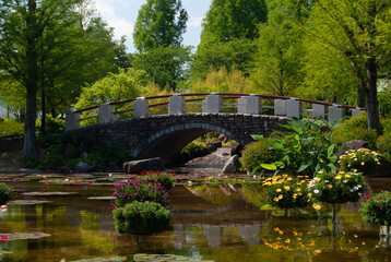 池にかかる橋