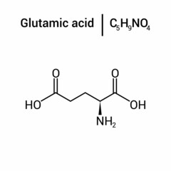 chemical structure of Glutamic acid (C5H9NO4)