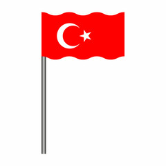 turkey national flag with pole vector image on white background