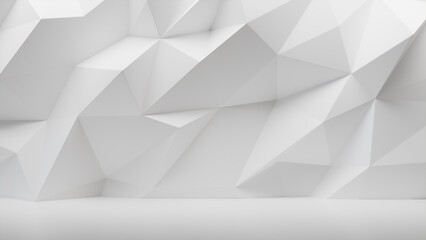 White 3D Polygonal Wall. Modern Architectural Background.