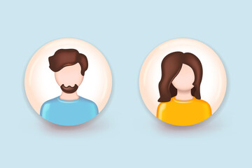 Avatar profile picture icon set including male and female.