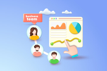 Online Meeting, Virtual Conference, Teamwork Concept. 3d realistic vector illustration.