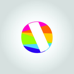 Rainbow color O letter Logo design illustration template vector icon