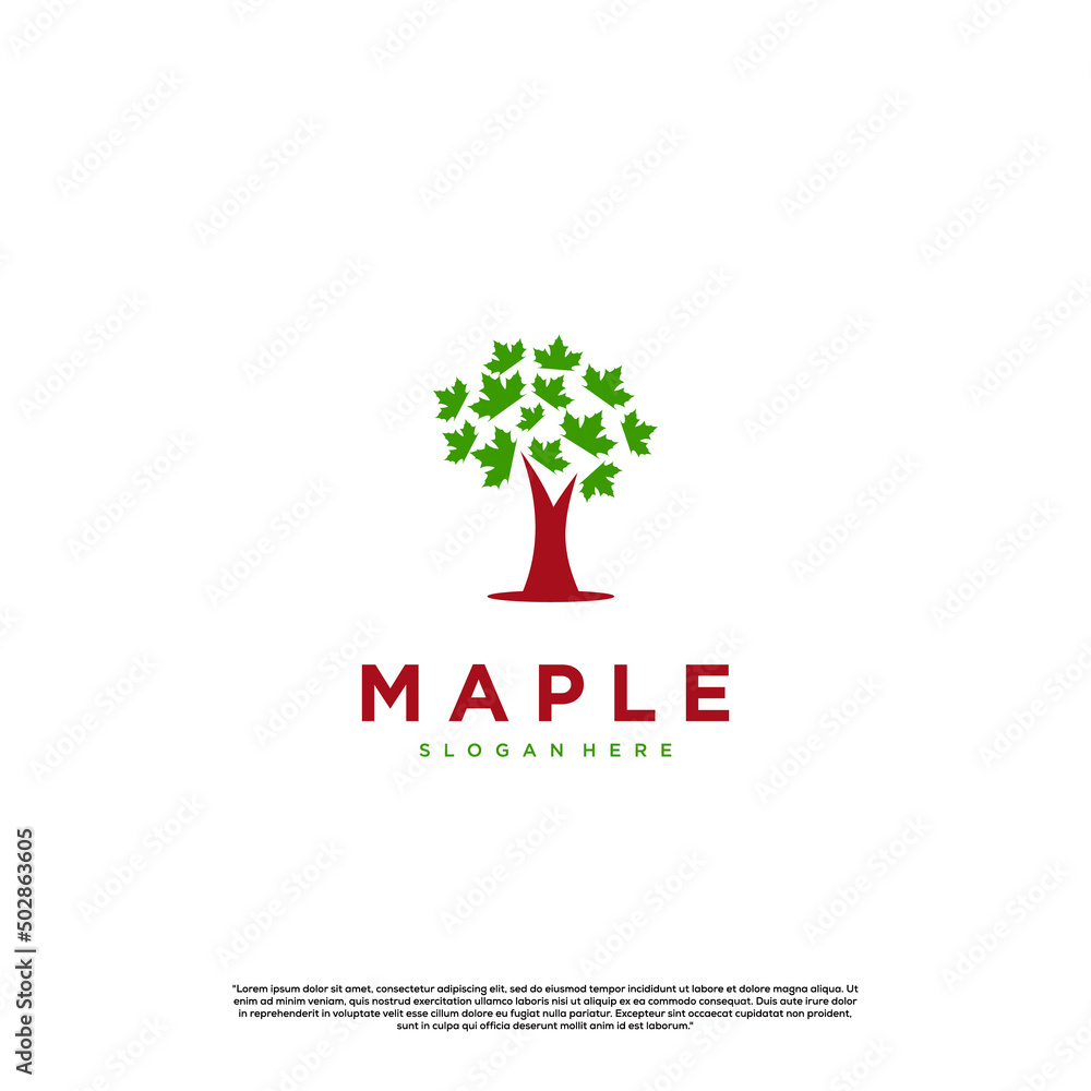 Wall mural simple maple tree logo design on isolated background