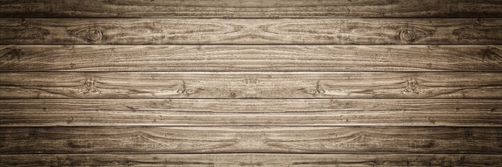 Fototapeta premium Old dark brown wood wall for seamless panorama wood background and texture.