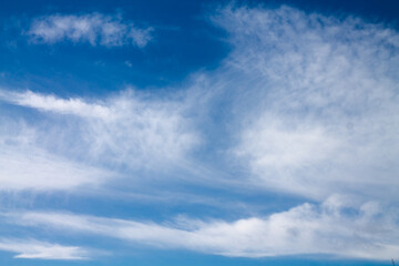 beautiful cirrus and cumulus clouds on a blue sky. great day.