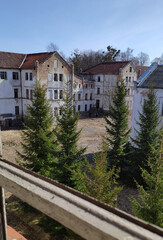 Fototapeta na wymiar Abandoned psychiatric clinic Allenberg, Znamensk, Kaliningrad region.