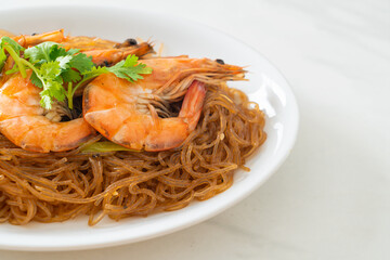 Casseroled or Baked Shrimp with Glass Noodles