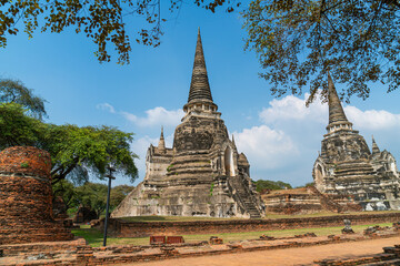 Fototapeta premium Wat Phra Sri Sanphet Temple in the precinct of Sukhothai Historical Park, a UNESCO World Heritage Site in Thailand