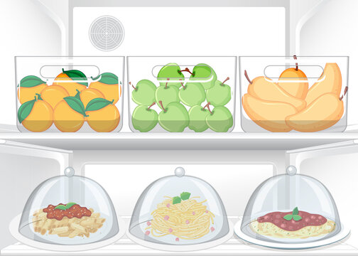 Inside of refrigerator with foods