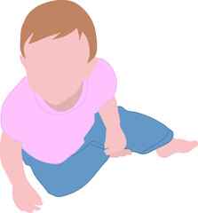 Faceless Gender Neutral Baby in Pink and Blue Vector Illustration