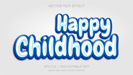 happy childhood text effect blue color