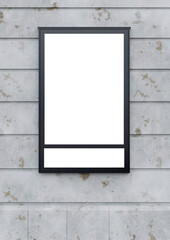 White screen cinema poster mockup on the wall. Empty advertising banner