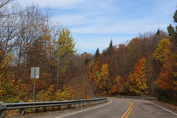 Amazing Fall Foliage Road View Stowe Vermont Mountains 