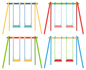 Playground swings on white background