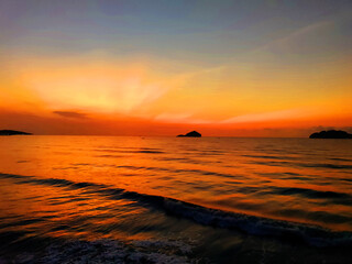 landscape with sunset over the sea