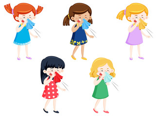 Set of girl getting sick