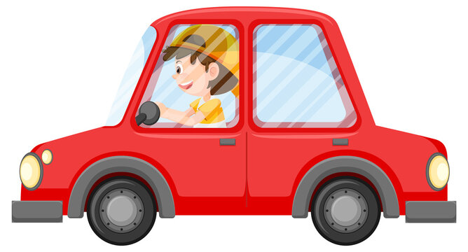 Driver boy in a car cartoon