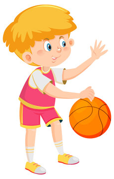 A boy playing basketball cartoon