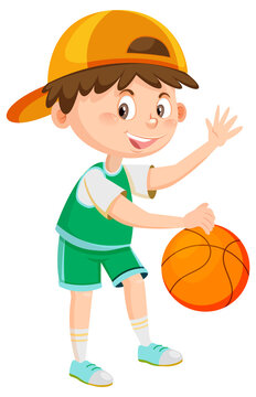 A boy playing basketball cartoon