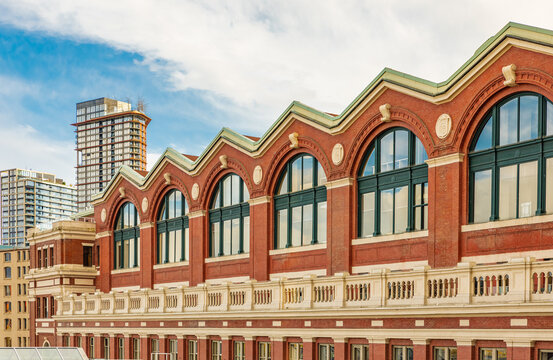 The waterfront transit station is located on the edge of Burrard Inlet in downtown Vancouver.