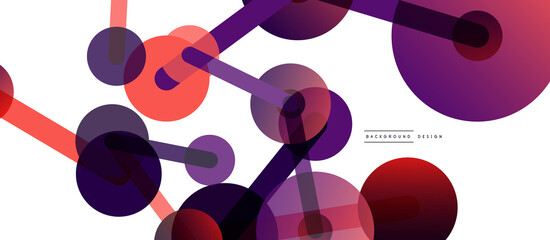 Line points connections geometric abstract background. Circles connected by lines. Trendy techno business template for wallpaper, banner, background or landing