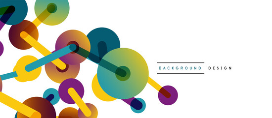 Abstract background. Round dots connected by lines. Trendy techno business template for wallpaper, banner, background or landing