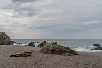 Rocky northern California coastline beach near bodega bay
