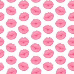 Women lips seamless pattern. World kiss day, Valentine's day.