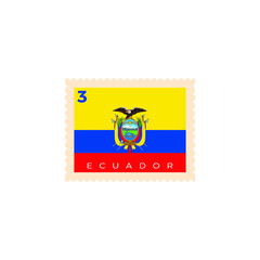 Ecuador postage stamp. Ecuador National Flag Postage Stamp. Stamp with official country flag pattern and countries name vector illustration