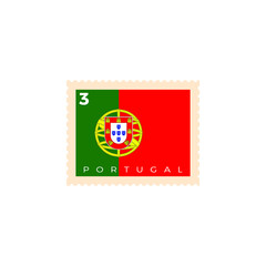 Portugal postage stamp. Portugal National Flag Postage Stamp. Stamp with official country flag pattern and countries name vector illustration