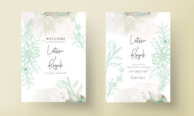 elegant monoline floral wedding invitation card