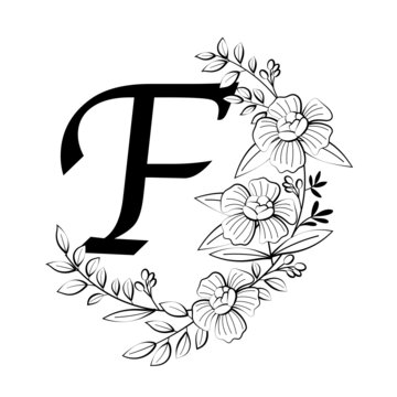 recommend clip art: floral A-Z alphabet line art
