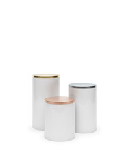 podium stand cosmetic display place 1 2 3 bronze gold silver top white wall background winner point of sale sell product advertisement commercial beauty products or skin care. 3D Illustration.