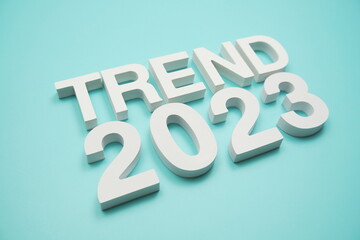 Trend 2023 alphabet letters on blue background