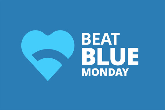 Beat Blue Monday Slogan, Vector Illustration Design