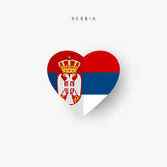 Serbia heart shaped flag. Origami paper cut Serbian national banner. 3D vector illustration isolated on white with soft shadow.