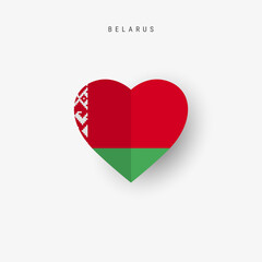 Belarus heart shaped flag. Origami paper cut Belorussian national banner. 3D vector illustration isolated on white with soft shadow.