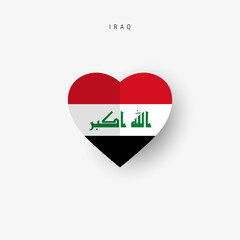 Iraq heart shaped flag. Origami paper cut Iraqi national banner. 3D vector illustration isolated on white with soft shadow.