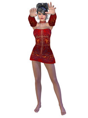 3d illustration of a female sexy figure in a gothic outfit