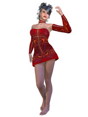 3d illustration of a female sexy figure in a gothic outfit