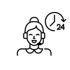 24 hour psychotherapy support contact centre. Pixel perfect, editable stroke line art icon
