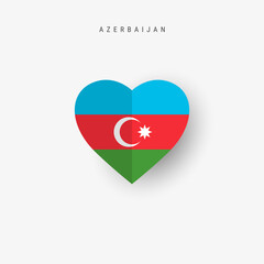 Obraz premium Azerbaijan heart shaped flag. Origami paper cut Azerbaijani national banner. 3D vector illustration isolated on white with soft shadow.