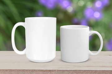 Obraz premium 11 and 15 oz Mug Mockup in Garden Scene