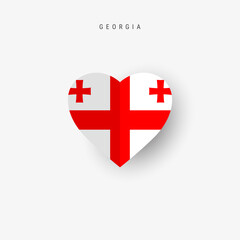 Obraz premium Georgia heart shaped flag. Origami paper cut Georgian national banner. 3D vector illustration isolated on white with soft shadow.