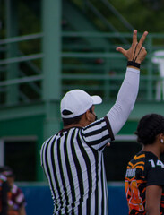 Obraz na płótnie Canvas Referee making signs during a sport game 